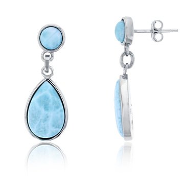 Bijoux Du Soleil  Larimar Teardrop Dangle Earrings, Sterling Silver