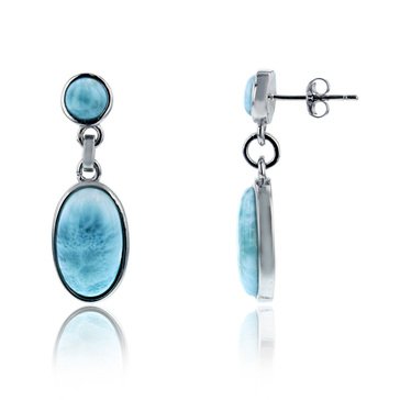 Bijoux Du Soleil Larimar Oval Dangle Earrings, Sterling Silver