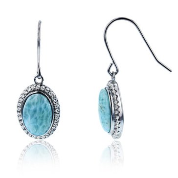 Bijoux Du Soleil Larimar Halo Fishhook Dangle Earrings, Sterling Silver