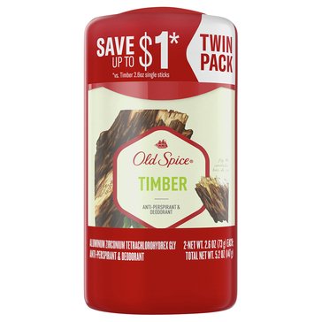 Old Spice Fresh Antiperspirant Deodorant Timber With Sandalwood 2.6oz 2-Pack