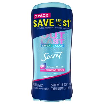 Secret Outlast Antiperspirant Deodorant Gel Protecting Powder 2.6oz Twin Pack