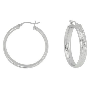 Sterling Silver Hammered Hoop Earrings