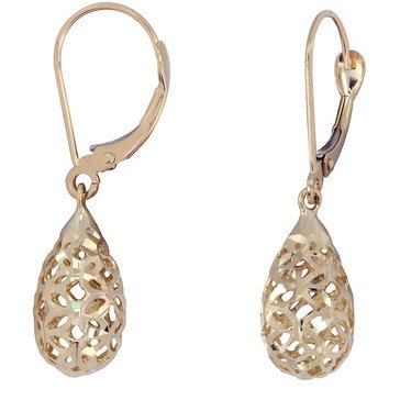 14K Lace Teardrop Dangle Earrings