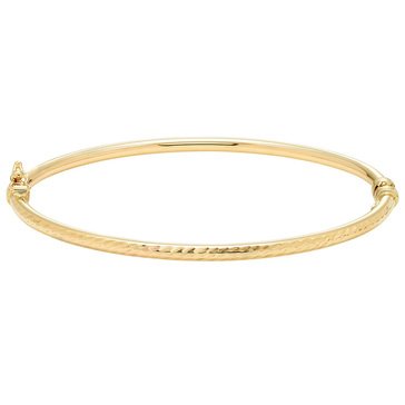 10K Yellow Gold 3mm Diamond Cut Bangle Bracelet