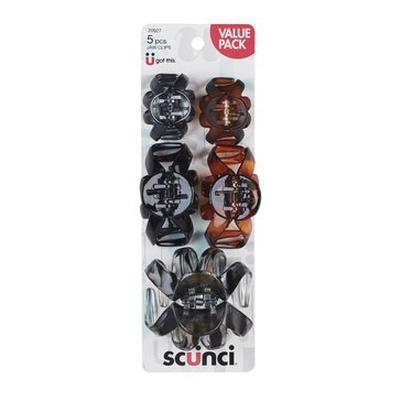 Scunci Mixed Size Octopus Jaw Clips 5-Pack