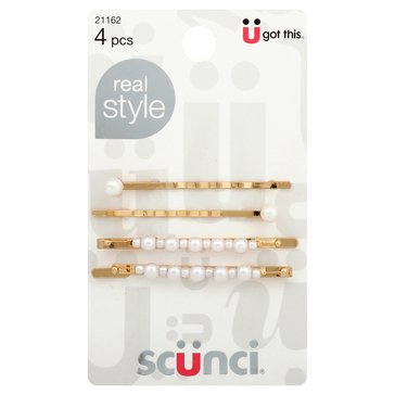 Scunci Pearl Bobby Slides 4-Pack