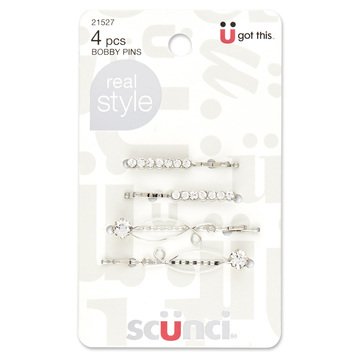 Scunci Real Style Rhinestone Bobby Pins 4-Count