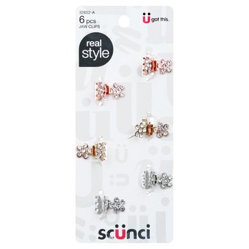 Scunci Real Style Mini Rhineston Jaw Clips 6-Count