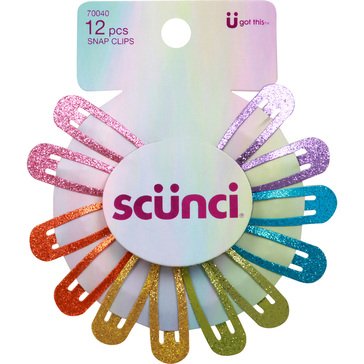 Scunci Glitter Rainbow Snap Clips 12-Pack