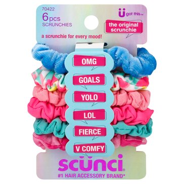 Scunci Tween Mood Twisters Scrunchies 6-Pack