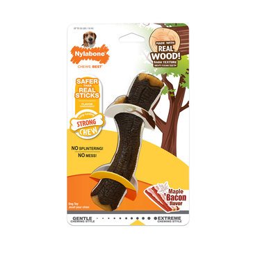 Nylabone Strong Chew Stick Real Wood with Maple Bacon Dog Toy