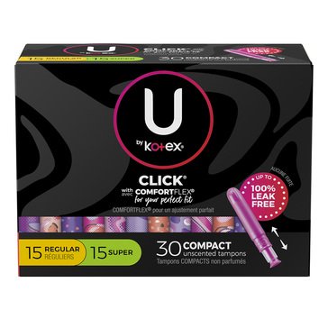 U By Kotex Super Premium Click Multi-Pack Tampons, 30-count