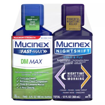 Mucinex Maximum Strength Fast-Max DM Nightshift Cold Flu, 3.6oz