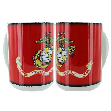 Vanguard USMC Logo On Scroll White and Red 15oz Ceramic Mug
