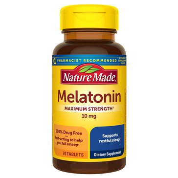 Nature Made Maximum Strength Melatonin 10mg Tablets, 70-count