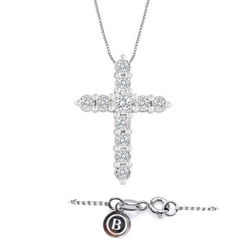 Because By Navy Star 14K White 1/4 Cttw Cross Pendant