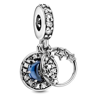 Pandora Blue Night Sky Crescent Moon and Stars Charm