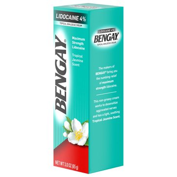 Bengay Lidocaine Cream Max Tropical Jasmine 3 Oz.