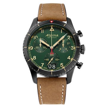 Alpina Men's Startimer Pilot Chronograph Leather Strap Watch