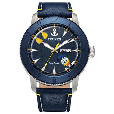 Disney/Marvel/Star Wars Citizen Disney Men's Donald Duck Leather Strap Watch