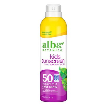 Alba Kids Hypoallergenic Water Resistant Clear SPF50 Sunscreen Spray, 6oz