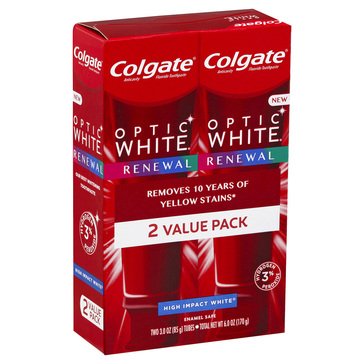 Colgate Optic White Renewal High Impact 2-Pack Toothpaste, 6oz