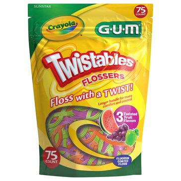 GUM Crayola Twistables Flossers, 75-count
