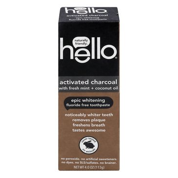 Hello Activated Charcoal Fluoride Free Toothpaste, 4oz