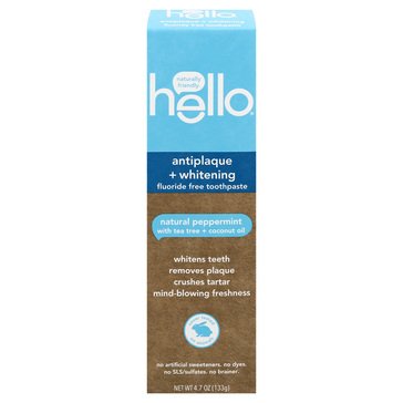 Hello Antiplaque Whitening Fluoride Free Toothpaste, 4.7oz