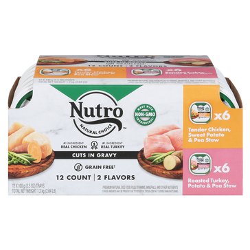 Nutro Tender Chicken, Sweet Potato and Pea Stew, Roasted Turkey, Potato and Pea Stew, 12ct