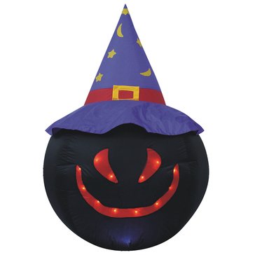 HKS 4-FT Black Pumpkin with Hat Inflatable