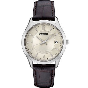 Seiko Men's Essentials Leather Strap Watch