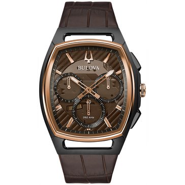 Bulova Men's Curv Tonneau Leather Strap Watch