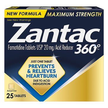 Zantac 360 Maximum Strength 20mg Tablets 25ct Bottle