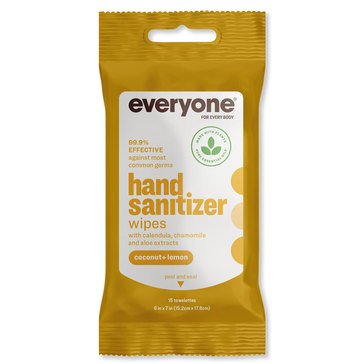 Everyone Hand Sanitizing Wipes Coconut Lemon 15ct Pouch