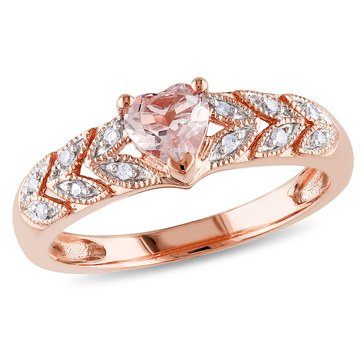 Sofia B. 1/2 cttw Heart-Cut Morganite and Diamond Heart Ring