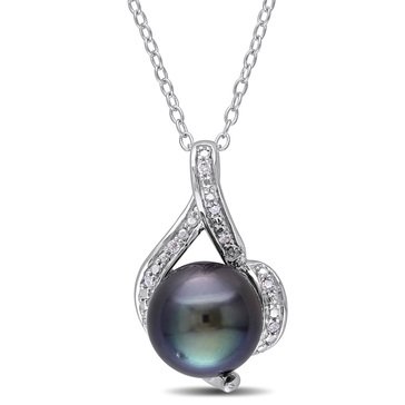 Sofia B. Sterling Silver Black Tahitian Pearl and Diamond Pendant