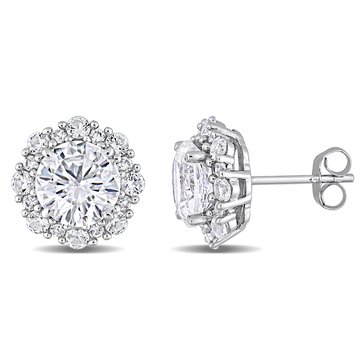 Sofia B. 6 1/10 cttw Created White Sapphire Halo Earrings