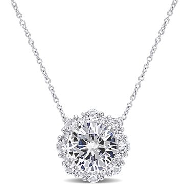 Sofia B. 4 3/8 cttw Created White Sapphire Halo Pendant