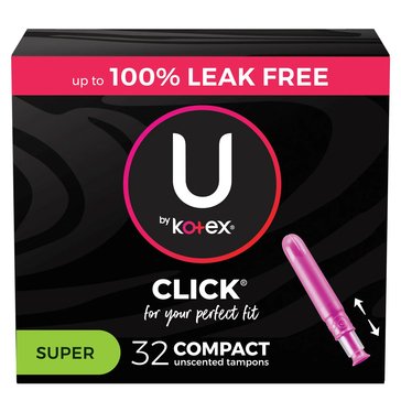 U By Kotex Click Compact Tampon Super, 32-Count