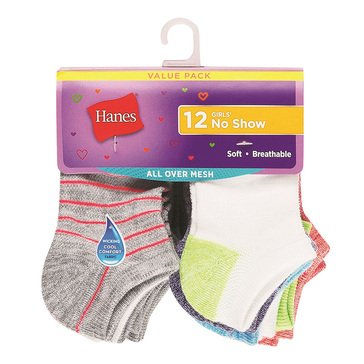 Hanes Girls' All Over Mesh No Show Socks