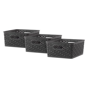 Whitmor Resin Form Small Storage Totes, Set of 3, Black