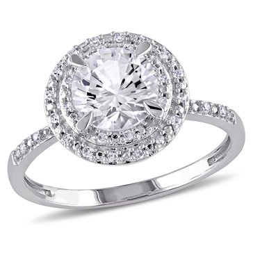 Sofia B. 1/10 cttw Diamond Halo and White Sapphire Diamond Halo Engagement Ring