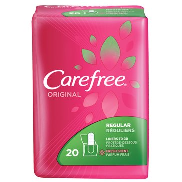 Carefree Body Shaped Regular Scented Panty Liners,  20-count