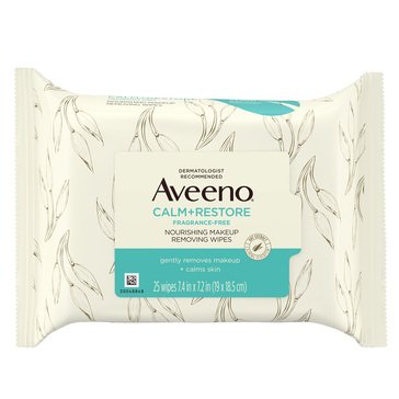 Aveeno Calm And Restore Nourishing Fragrance Free Makeup Remover Wipes