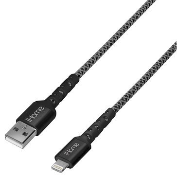 iHome 6ft Durastrain Lightning to USB-A Nylon Charge Sync Cable with Cable Wrap