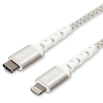 iHome 10ft Durastrain Lightning to USB-C Nylon Charge Sync Cable with Cable Wrap