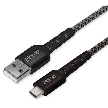 iHome 6ft Durastrain Micro USB to A Nylon Cable with Cable Wrap