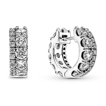 Pandora Double Band Pav Hoop Earrings