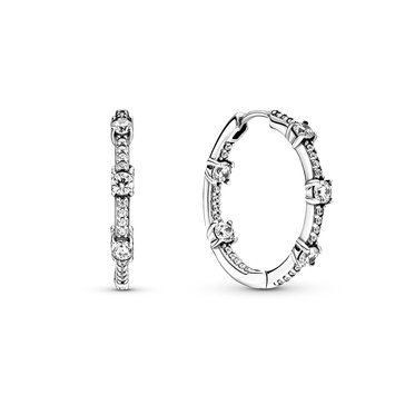 Pandora Sparkling Pav Bars Hoop Earrings